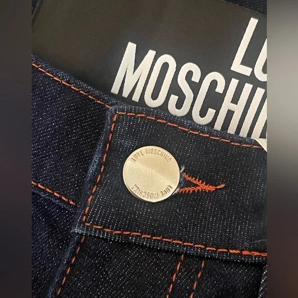 NWT LOVE MOSCHINO Mid-rise slim-leg dark denim jeans Size 26 - Picture 5 of 15